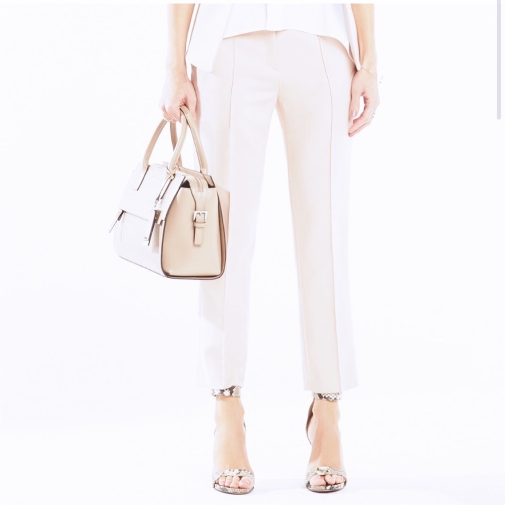 BCBGMaxAzria Andy Slim-Leg White Trouser Pant